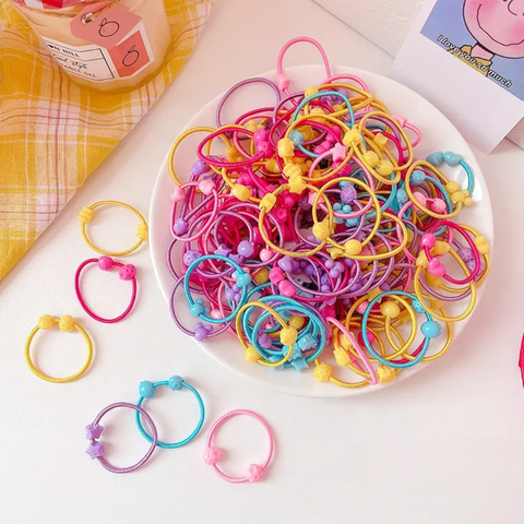 ISI 50PCS Ikat Kunciran Iket Rambut Wanita Anak Elastis Mutiara Aksesoris Fashion SR003 - Produk perawatan kaki dan tangan