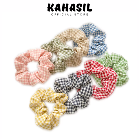 Ikat Kunciran Iket Rambut Scrunchie Motif Petak KMJAF004 - Produk perawatan kaki dan tangan