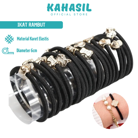 Ikat Kunciran Rambut Wanita Karet Hitam Polos Elastis KMJ224 - Produk perawatan kaki dan tangan