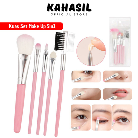 Kuas Brush Make Up Kosmetik Alat Kecantikan Lembut Tebal 5in1 KH004 - masukkeranjang.com
