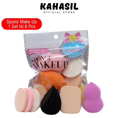 Spons Make Up 1 Set Isi 6 Makeup Beauty Blender Sponge Bedak Foundation KMJ029 - masukkeranjang.com