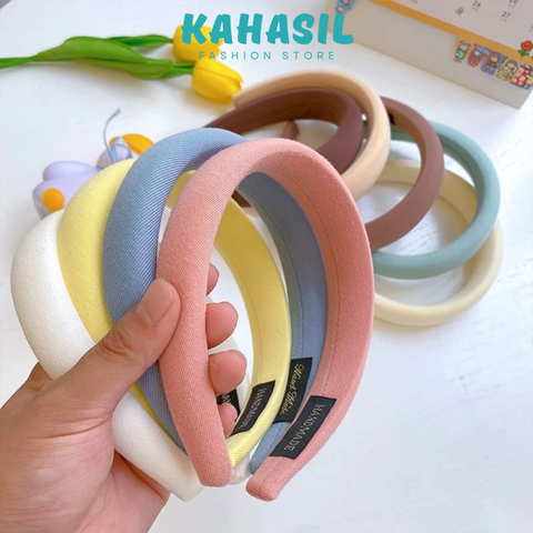 Bando bandana korea kain busa tebal polos empuk aksesoris rambut - Produk perawatan kaki dan tangan