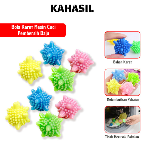 Kahasil bola karet pembersih pencuci pakaian baju anti kusut washing laundry ball silicon - masukkeranjang.com