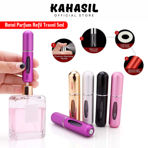 Kahasil botol parfum refill mini travel 5ml isi ulang portable bottle spray aluminium kmj158 - masukkeranjang.com