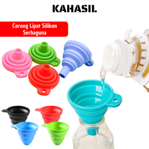 Kahasil corong lipat silikon mini portable minyak air silicone serbaguna - masukkeranjang.com