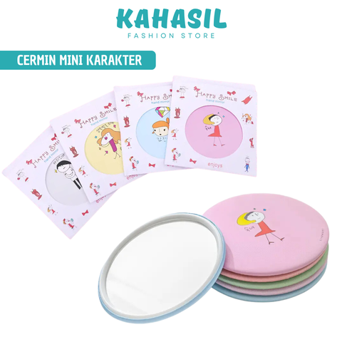 Kahasil kaca cermin bulat mini kecil make up travelling motif kmj080 - masukkeranjang.com