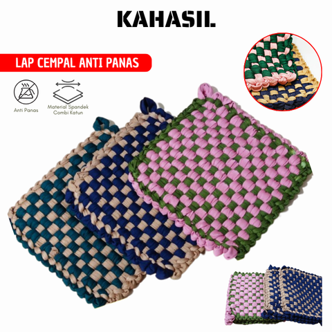 Kahasil kain lap dapur cempal ceumpal penahan anti panas tebal 15x15cm - masukkeranjang.com