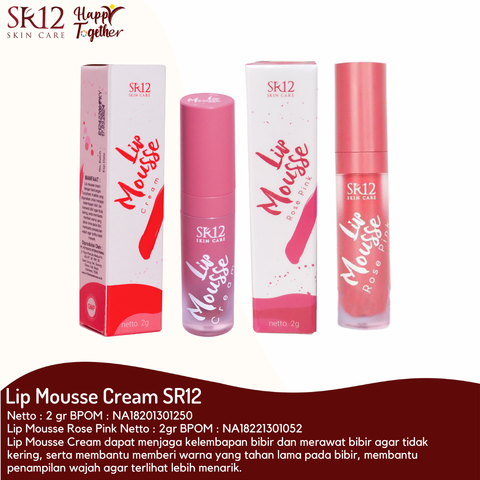 Lip mousse cream sr12 lip cream lembut tidak bikin bibir kering pewarna bibir - masukkeranjang.com