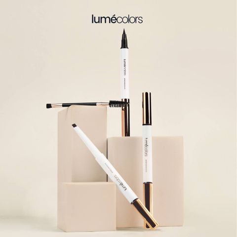 Lumecolors banten lumecolors eyeliner eyebrow eyeconic duo 2 in 1 brush waterproof - masukkeranjang.com