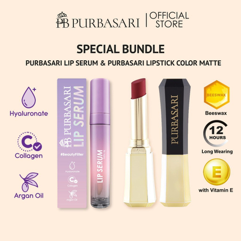 Purbasari 5bkombo hemat 5d purbasari lipstick color matte 2b lip serum lipstick tahan 12jam - masukkeranjang.com