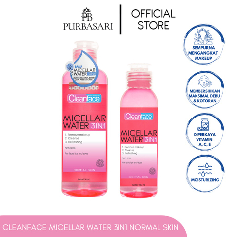 Purbasari micellar water 3in1 for normal skin pembersih wajah 2f pembersih makeup waterproof - masukkeranjang.com