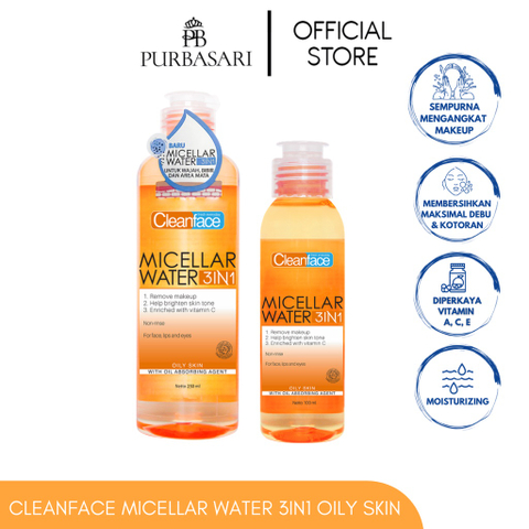 Purbasari micellar water 3in1 for oily skin pembersih wajah 2f pembersih makeup waterproof - masukkeranjang.com