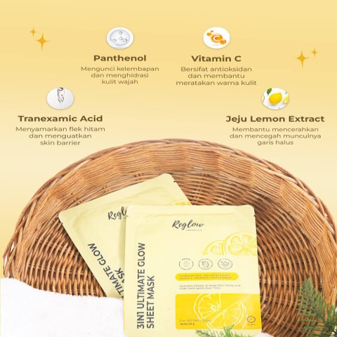Reglow skincare reglow skincare 3in1 ultimate glow sheet mask 25 gram - masukkeranjang.com