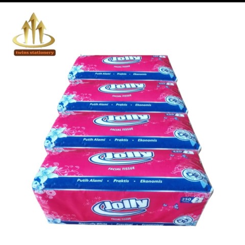 Twins stationery paket 4 pack tissu pembersih wajah jolly facial 250s sheet 2 ply - masukkeranjang.com